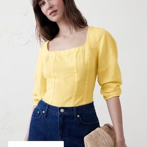 Banana Republic Factory Yellow Square Neck Blouse